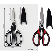 Cargar imagen en el visor de la galería, Tijeras multifuncionales de cocina, herramientas de cocina para el hogar, abrebotellas, tijeras de barbacoa, refrigerador de acero inoxidable M
