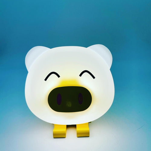 Lámpara portátil cerdito con soporte para celular color amarillo - mychinashop.com