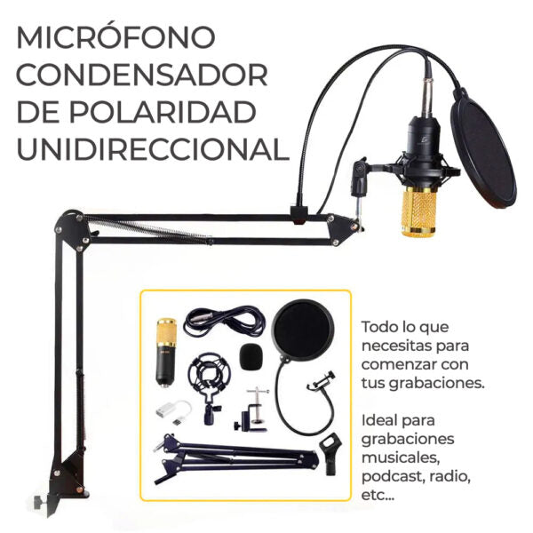Kit Profesional Microfono Condensador Grabación Estudio ktv MOD BM800