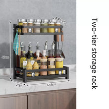 Cargar imagen en el visor de la galería, Estante de cocina de varios niveles, encimera de cocina de especias para estante de almacenamiento, con decoración de diamantes, color negro MOD A0768
