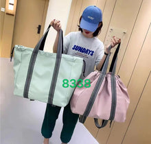 Cargar imagen en el visor de la galería, Maleta deportiva forma de bolsa gym Bolsa de nailon para Yoga y Fitness para mujer, Mochila deportiva con cordón, bolso de hombro, SM MOD 8338
