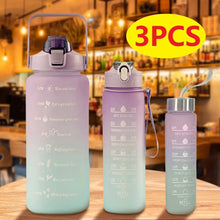 Cargar imagen en el visor de la galería, Botella de agua deportiva de gran capacidad para niñas y niños, Juego de 3 botellas con marcador de tiempo, 2000ML, 900ML, 280ML MOTIVACIONAL 3 Pz MOD 2576
