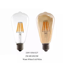 Cargar imagen en el visor de la galería, 4W E27 luz LED ST64 bombilla de LED regulable Retro Edison cubierta ámbar águila ledclaro 220V filamento LED lámpara de vidrio antiguo Vintage - mychinashop.com
