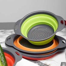 Cargar imagen en el visor de la galería, Colador plegable de silicona para frutas y verduras, cesta de lavado, escurridor con mango, utensilios de cocina MOD 627-32
