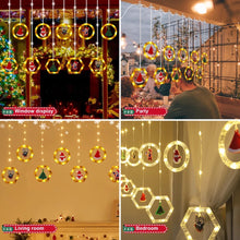 Cargar imagen en el visor de la galería, Cortina de luces navideñas de 3x0,7 m, cadena de luces 100LED para ventana con gancho y carga USB remota, 8 modos de iluminación colgantes de Navidad MOD SDD107 LED153
