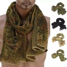 Cargar imagen en el visor de la galería, Pañuelo táctico de camuflaje militar para hombre y mujer, bufanda transpirable de malla, velo facial de francotirador para camuflaje, Airsoft, caza, ciclismo, 190x90
