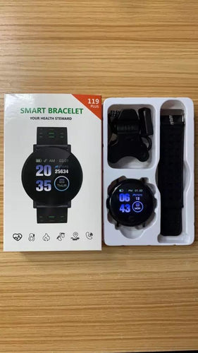 Smart wach mod 119 plus Reloj inteligente deportivo D18 para hombre y mujer, pulsera electrónica con Monitor de ritmo cardíaco y Seelp - mychinashop.com