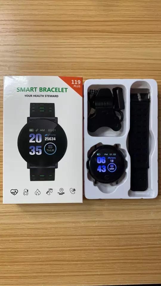 Smart wach mod 119 plus Reloj inteligente deportivo D18 para hombre y mujer, pulsera electrónica con Monitor de ritmo cardíaco y Seelp - mychinashop.com